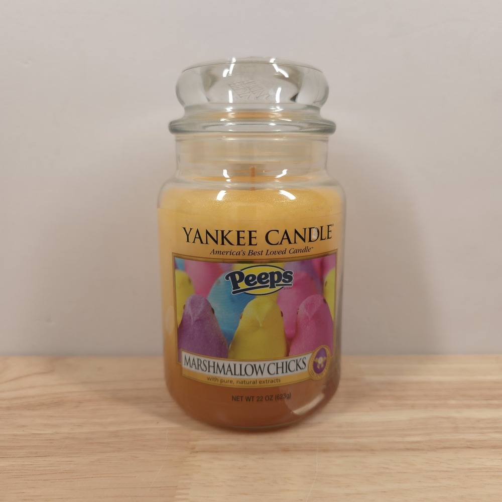 New Rare Retired Yankee Candle Peeps Marshmallow Chick 2014 Large Jar 22 oz